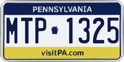 PA license plate MTP1325