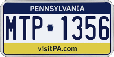 PA license plate MTP1356