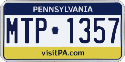 PA license plate MTP1357