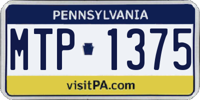 PA license plate MTP1375