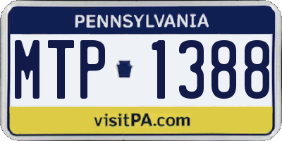 PA license plate MTP1388