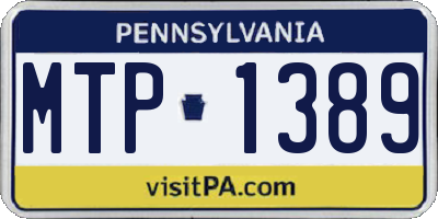 PA license plate MTP1389