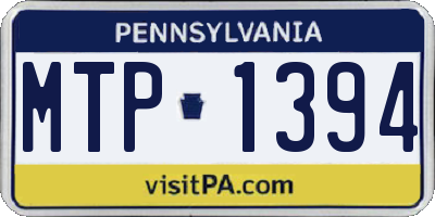 PA license plate MTP1394