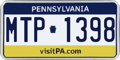 PA license plate MTP1398