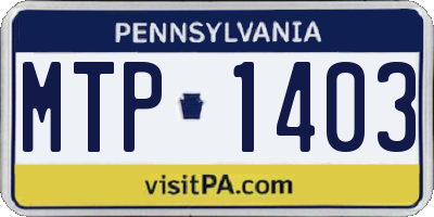 PA license plate MTP1403
