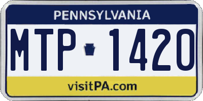 PA license plate MTP1420