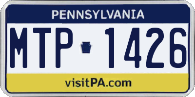 PA license plate MTP1426
