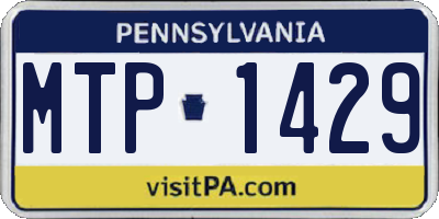PA license plate MTP1429