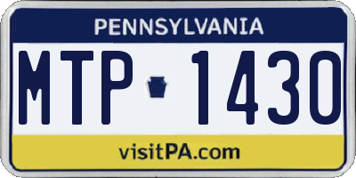 PA license plate MTP1430