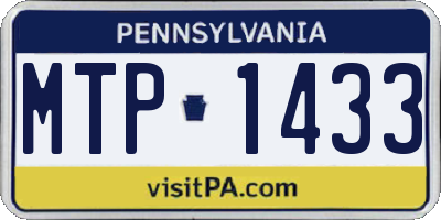 PA license plate MTP1433