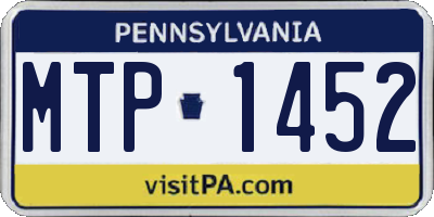 PA license plate MTP1452