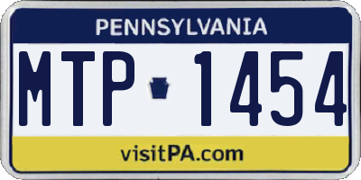 PA license plate MTP1454