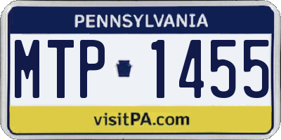 PA license plate MTP1455