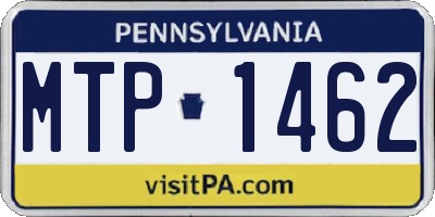 PA license plate MTP1462