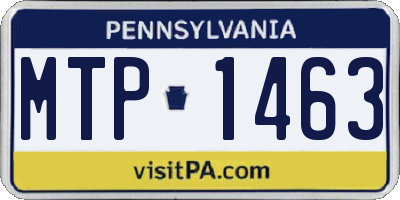 PA license plate MTP1463