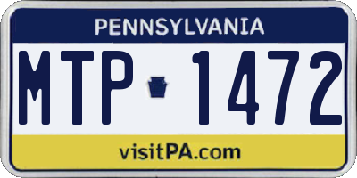 PA license plate MTP1472
