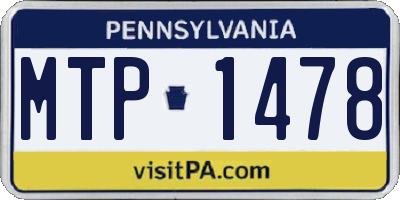 PA license plate MTP1478