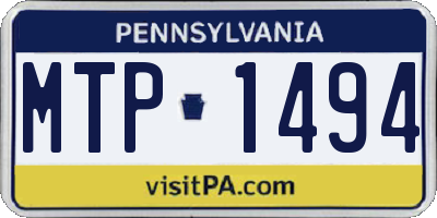 PA license plate MTP1494