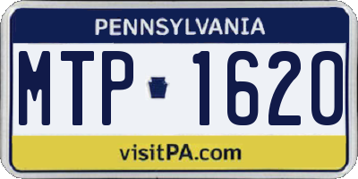 PA license plate MTP1620