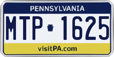 PA license plate MTP1625