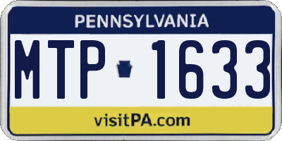 PA license plate MTP1633