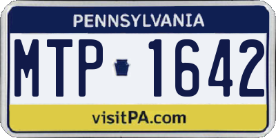 PA license plate MTP1642