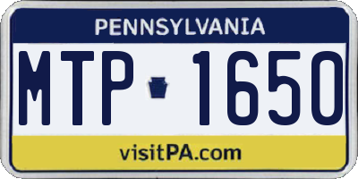 PA license plate MTP1650