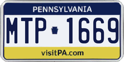 PA license plate MTP1669