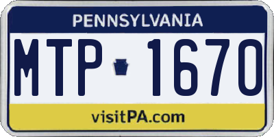 PA license plate MTP1670