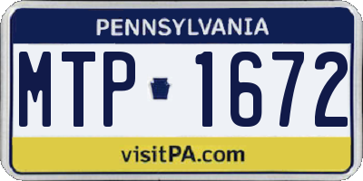 PA license plate MTP1672
