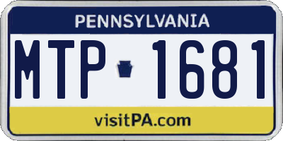PA license plate MTP1681