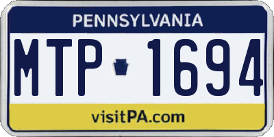 PA license plate MTP1694