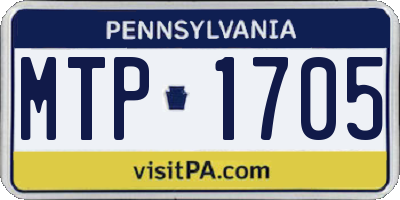 PA license plate MTP1705