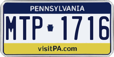 PA license plate MTP1716
