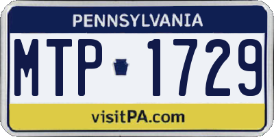 PA license plate MTP1729