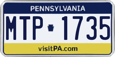 PA license plate MTP1735