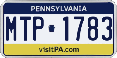 PA license plate MTP1783