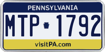 PA license plate MTP1792