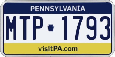 PA license plate MTP1793