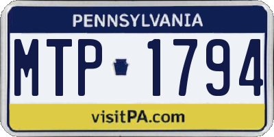 PA license plate MTP1794