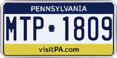 PA license plate MTP1809