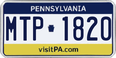 PA license plate MTP1820