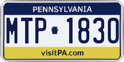 PA license plate MTP1830