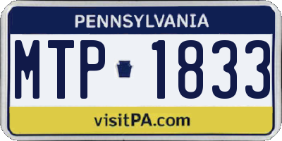 PA license plate MTP1833