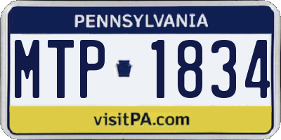 PA license plate MTP1834