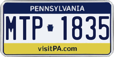 PA license plate MTP1835