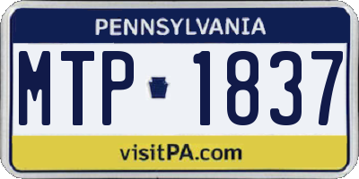 PA license plate MTP1837