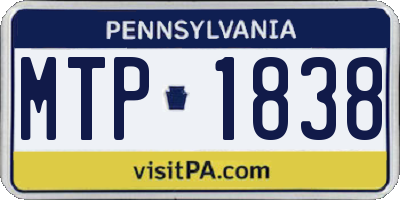 PA license plate MTP1838
