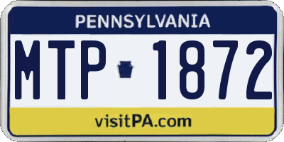 PA license plate MTP1872