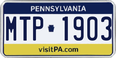 PA license plate MTP1903